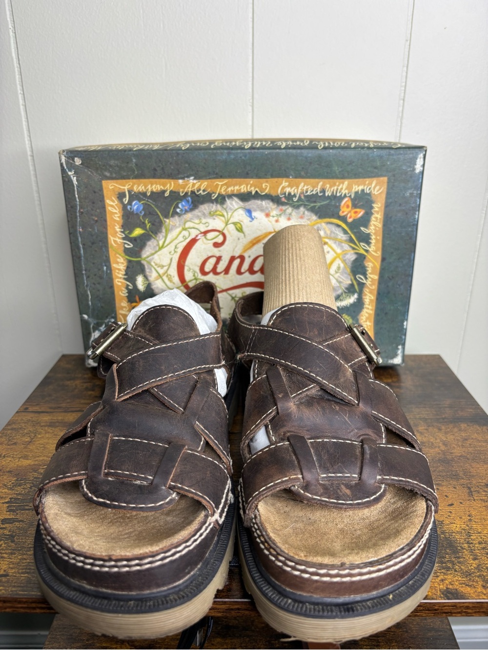 Vintage Candie’s Fisherman Platform Sandals Womens Brown Leather Y2K Size 8.5 - Picture 3 of 8